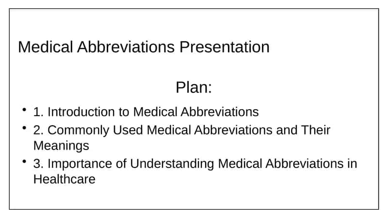 Medical Abbreviations Presentation 1