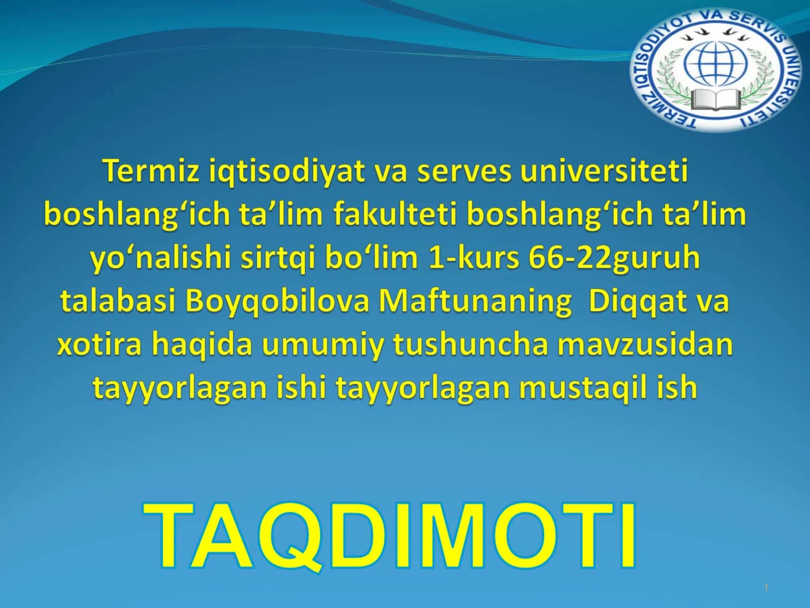 Diqqat va xotira haqida umumiy tushuncha 1