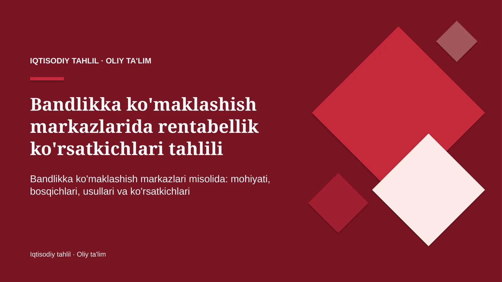 bandlikka ko'maklashish markazlarida rentabellik ko'rsatkichlari tahlili 4974 1