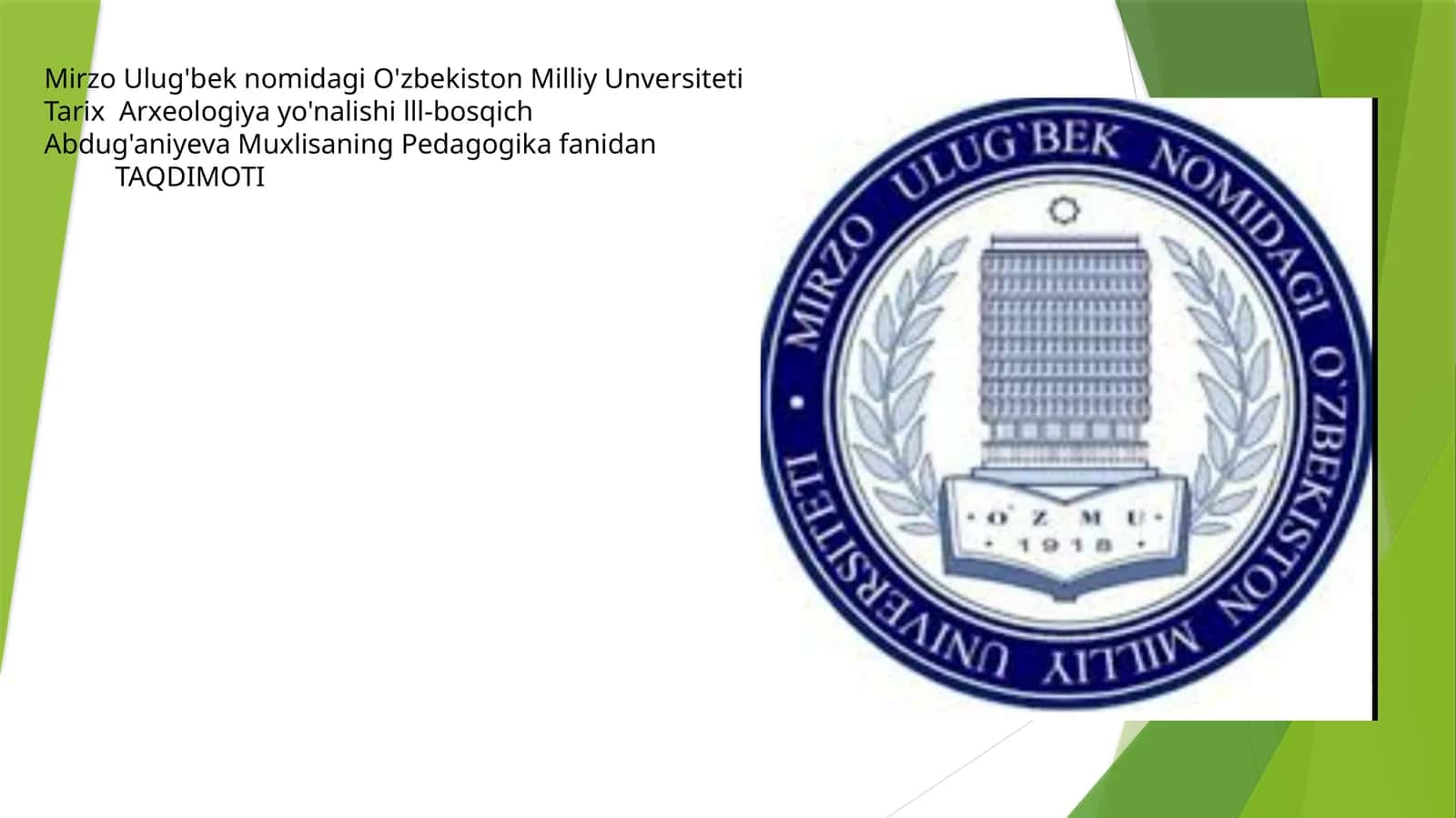 Muxlisaning Pedagogika fanidan Taʼlimda Innovatsion Metodlar 1