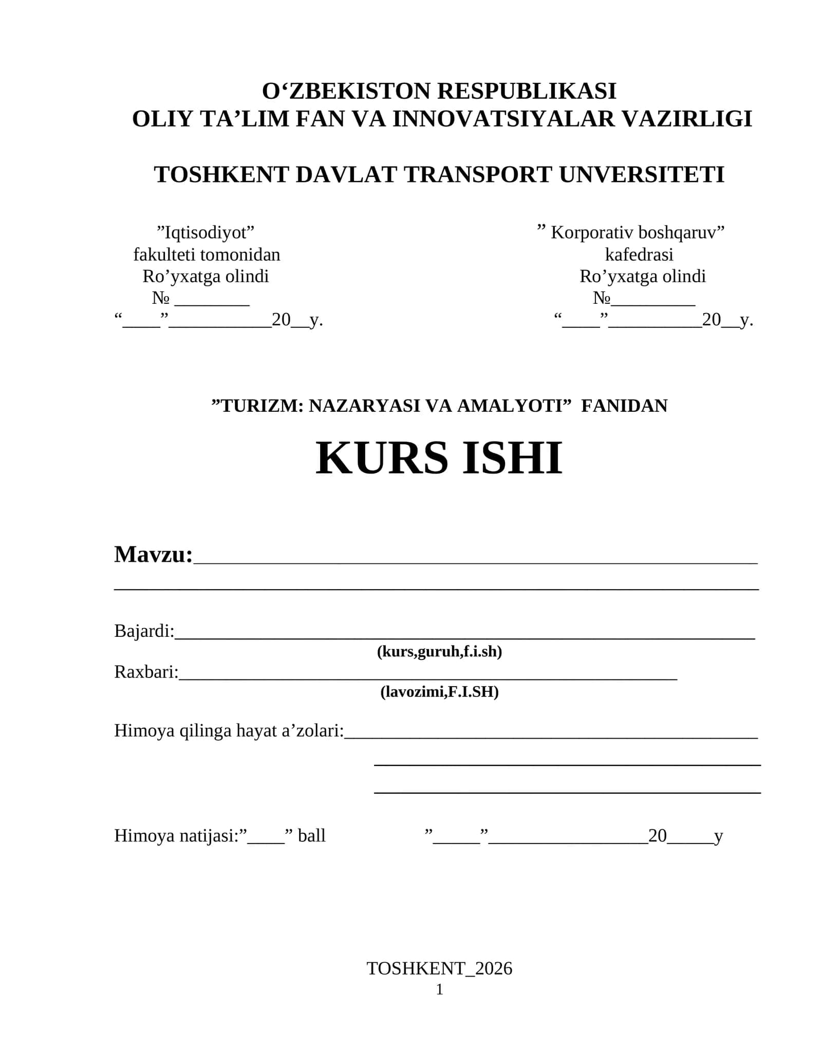 TURIZM: NAZARYASI VA AMALYOTI 1