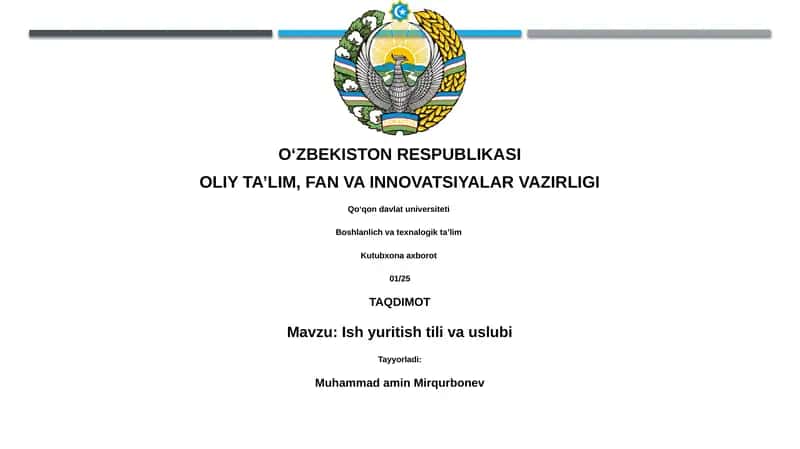 Ish yuritish tili va uslubi 1