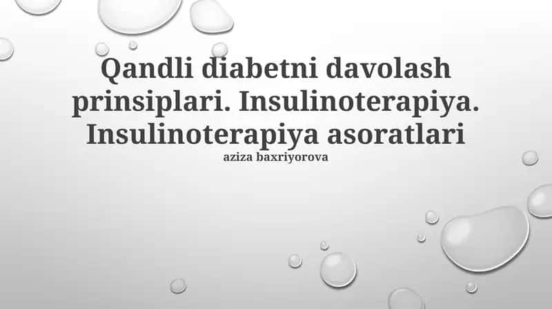 Qandli diabetni davolash prinsiplari 1