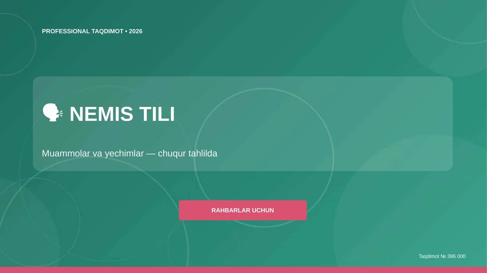 Nemis tili: muammolar va yechimlar (chuqur tahlilda) [rahbarlar uchun] 1