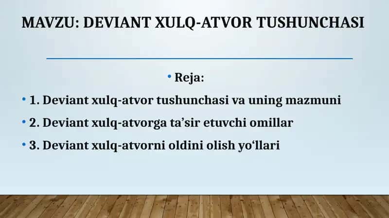 Deviant xulq-atvor tushunchasi 1