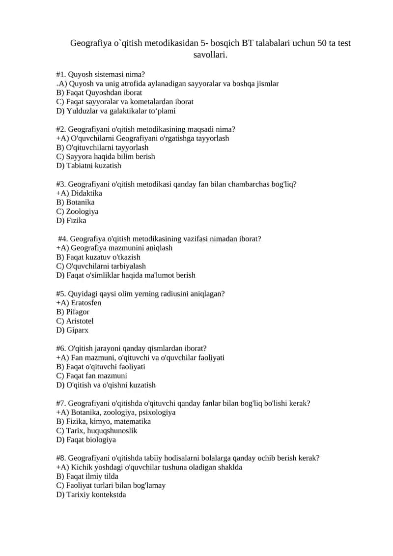 Geografiya o`qitish metodikasi 1