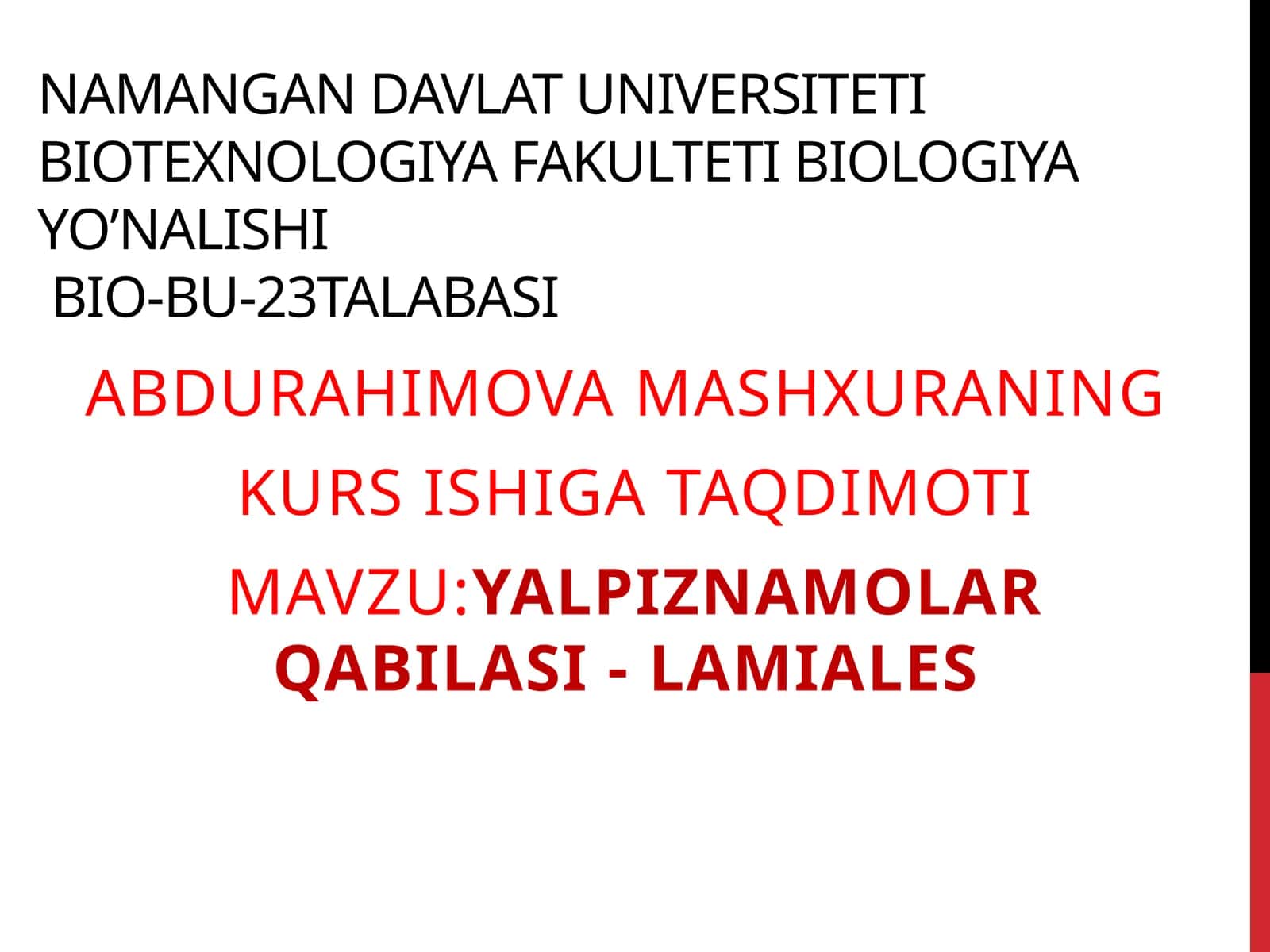 Yalpiznamolar qabilasi - Lamiales 1