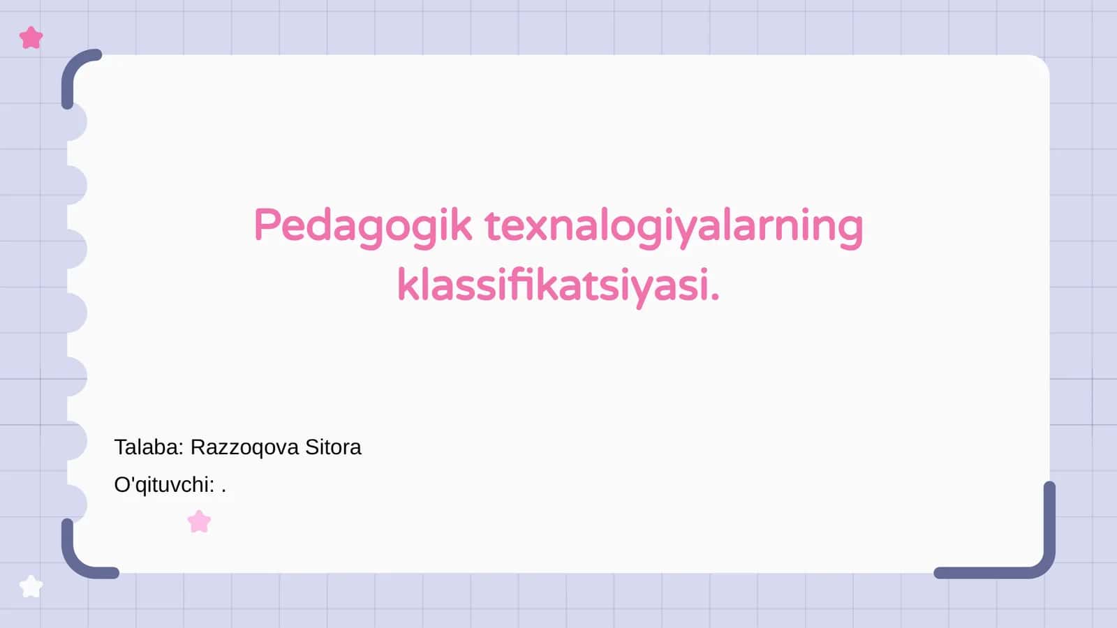 Pedagogik texnalogiyalarning klassifikatsiyasi 1