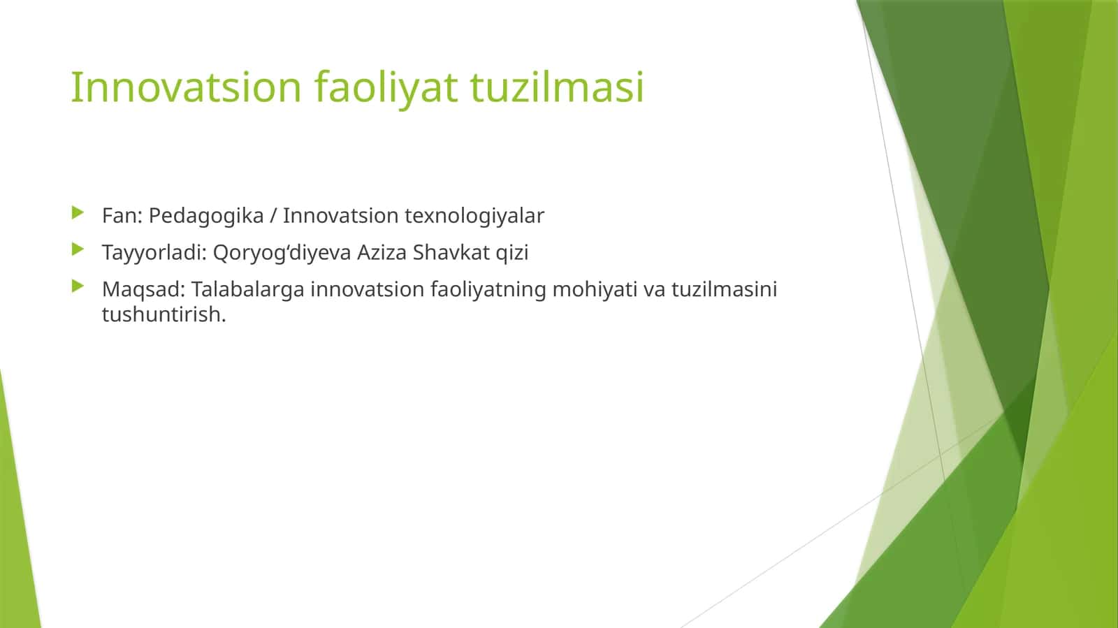 Innovatsion faoliyat tuzilmasi 1