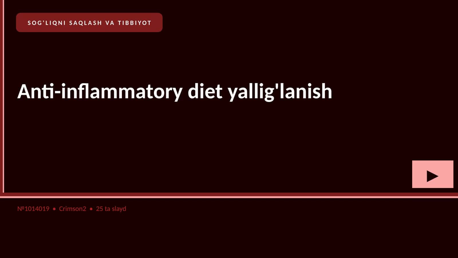 Anti-inflammatory diet yallig'lanish 1