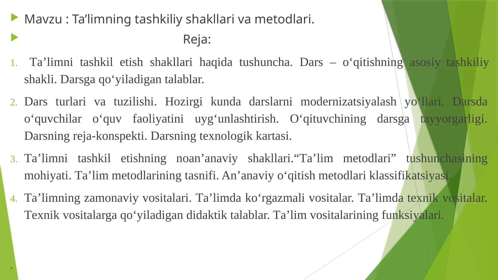 Ta’limning tashkiliy shakllari va metodlari 1