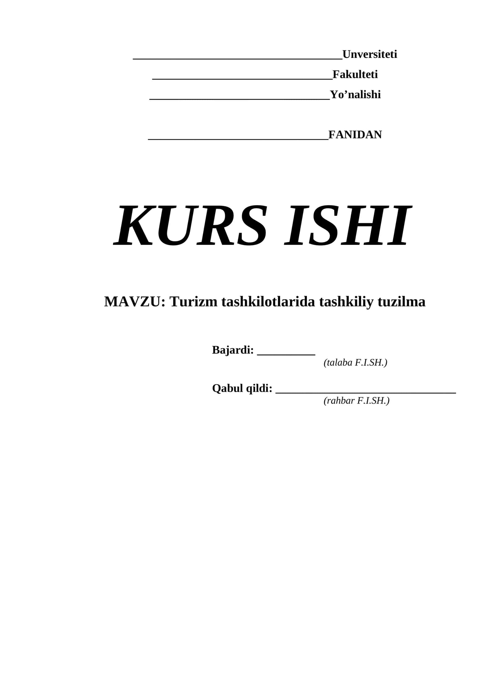 Turizm tashkilotlarida tashkiliy tuzilma 1