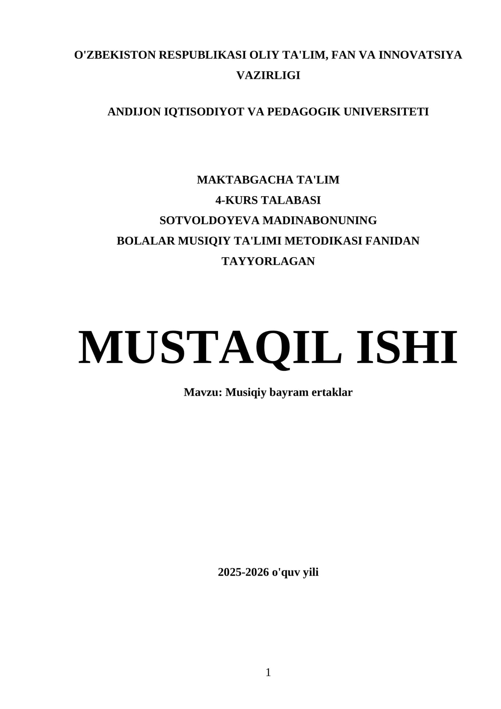 Musiqiy bayram ertaklar 1