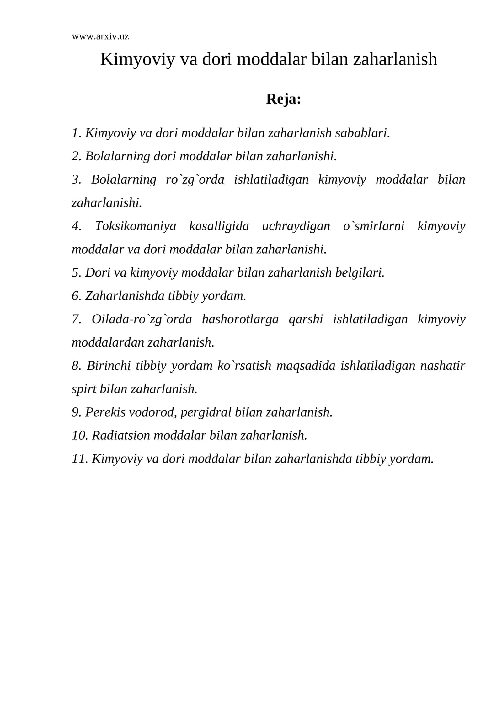 Kimyoviy va dori moddalar bilan zaharlanish 1