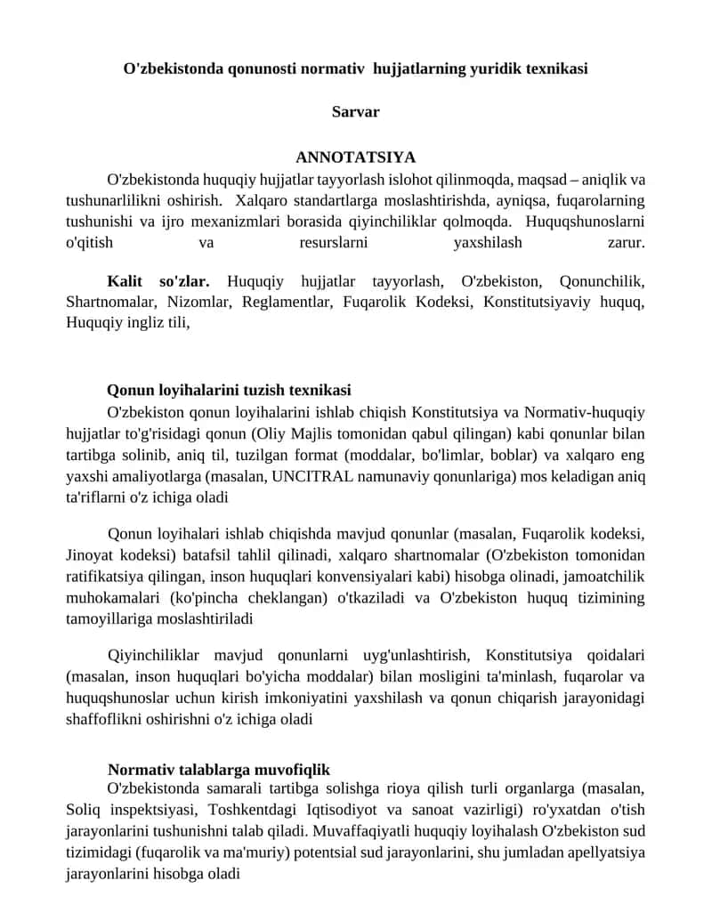 Qonun loyihalarini tuzish texnikasi 1