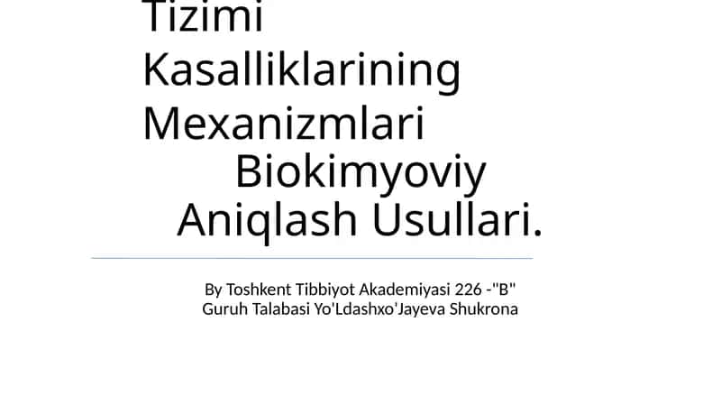 Ruhiy Va Asab Tizimi Kasalliklarining Mexanizmlari Biokimyoviy Aniqlash Usullari 1