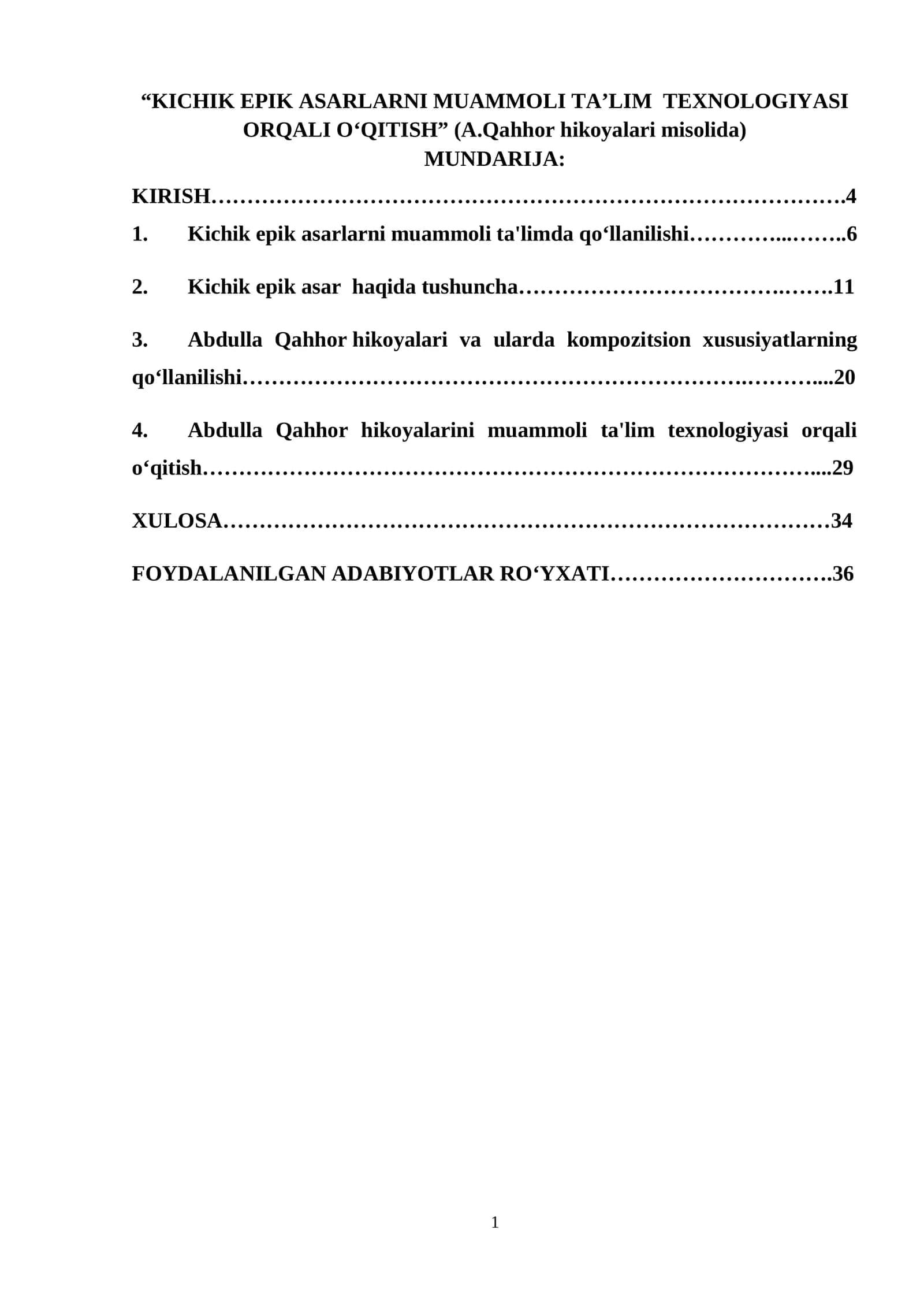 KICHIK EPIK ASARLARNI MUAMMOLI TA’LIM TEXNOLOGIYASI ORQALI O‘QITISH 1
