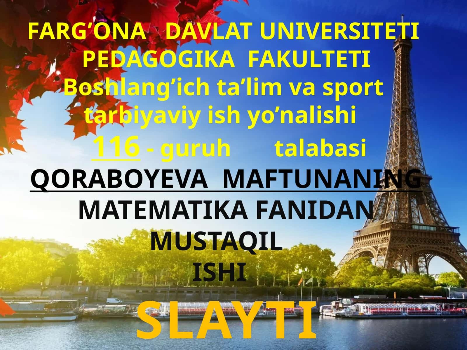 QORABOYEVA MAFTUNA 1