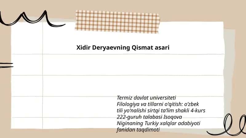 Xidir Deryaevning Qismat asari 1
