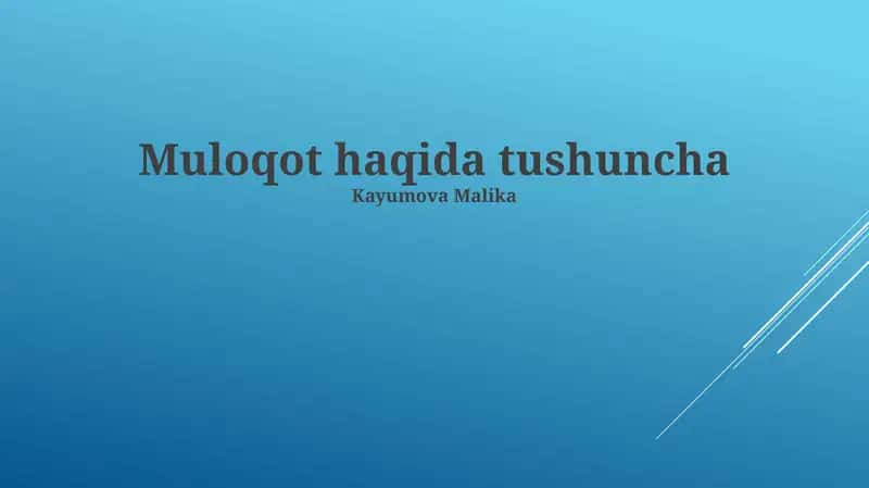 Muloqot haqida tushuncha 1