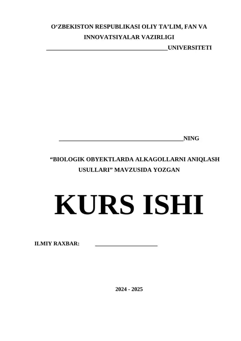 OBYEKTLARDA ALKAGOLLARNI ANIQLASH USULLARI 1