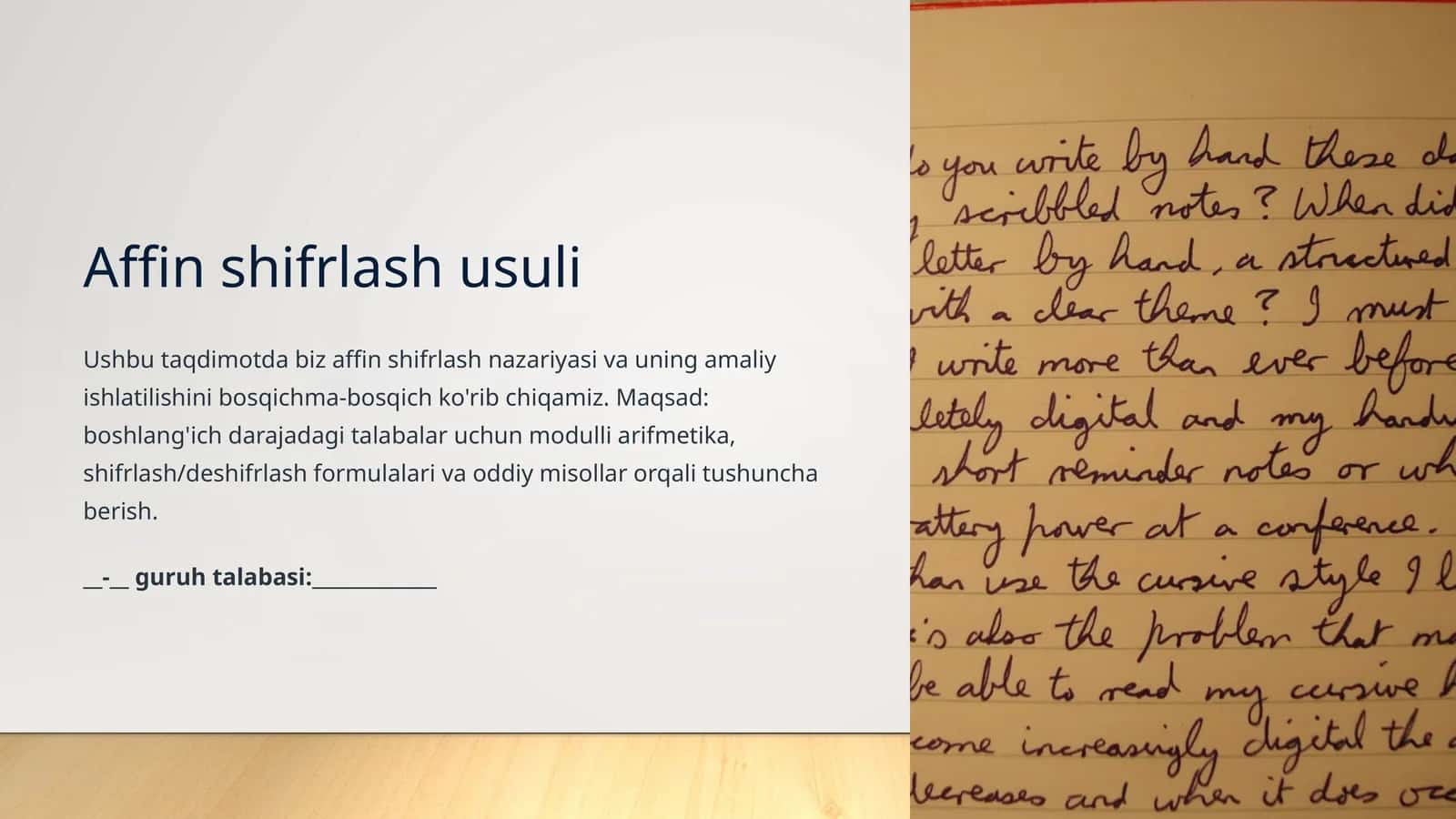 Affin shiftlash usuli 1
