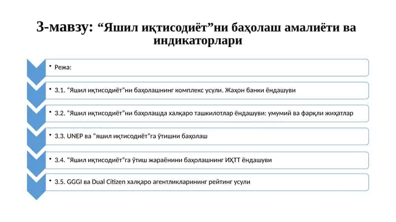 Яшилиқтисодиёт нибаҳолаш амалиёти ва индикаторлари 1