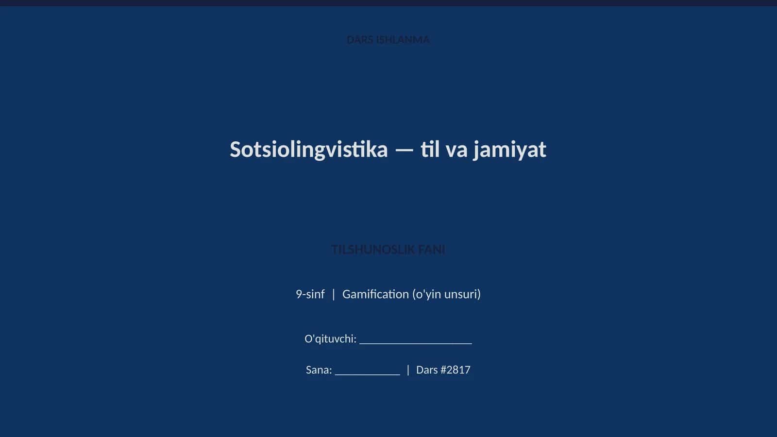 Sotsiolingvistika — til va jamiyat 1