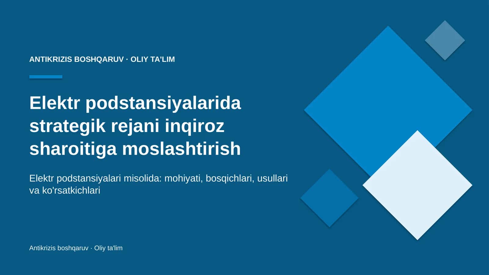 elektr podstansiyalarida strategik rejani inqiroz sharoitiga moslashtirish 1857 1
