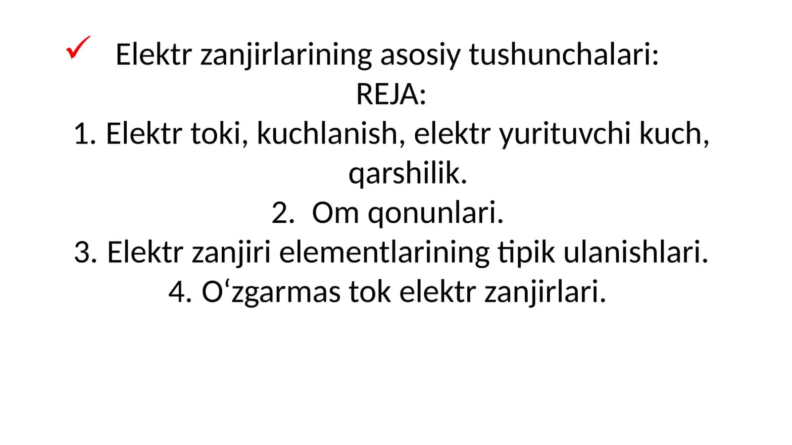 Elektrzanjirlarining asotiy tushunchalari 1