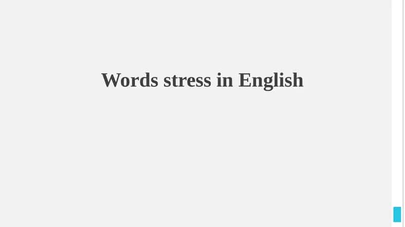 Word Stress in English 1