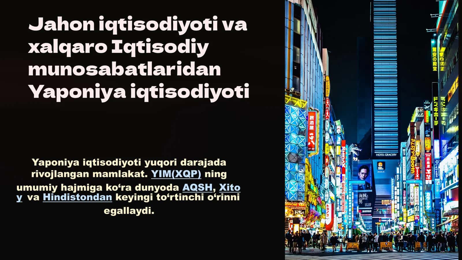 Jahon iqtisodiyoti va xalqaro Iqtisodiy munosabatlaridan Yaponiya iqtisodiyoti 1