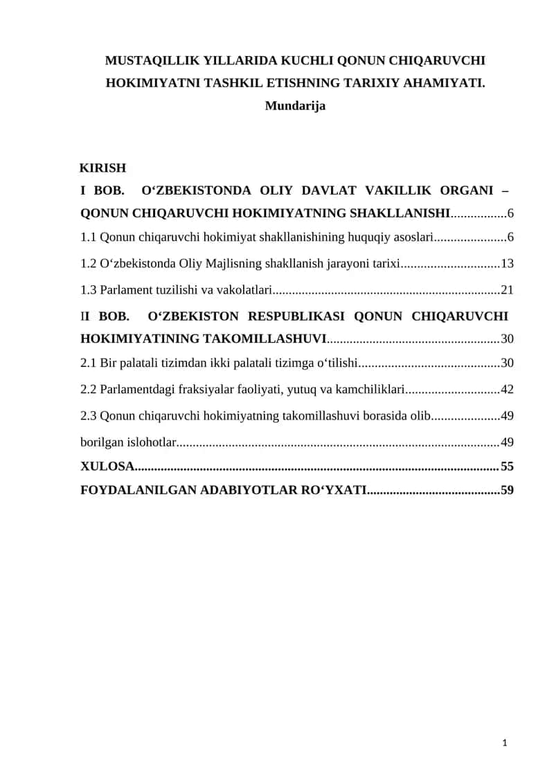 Kurs ishi mavzusining dolzarbligi. 1