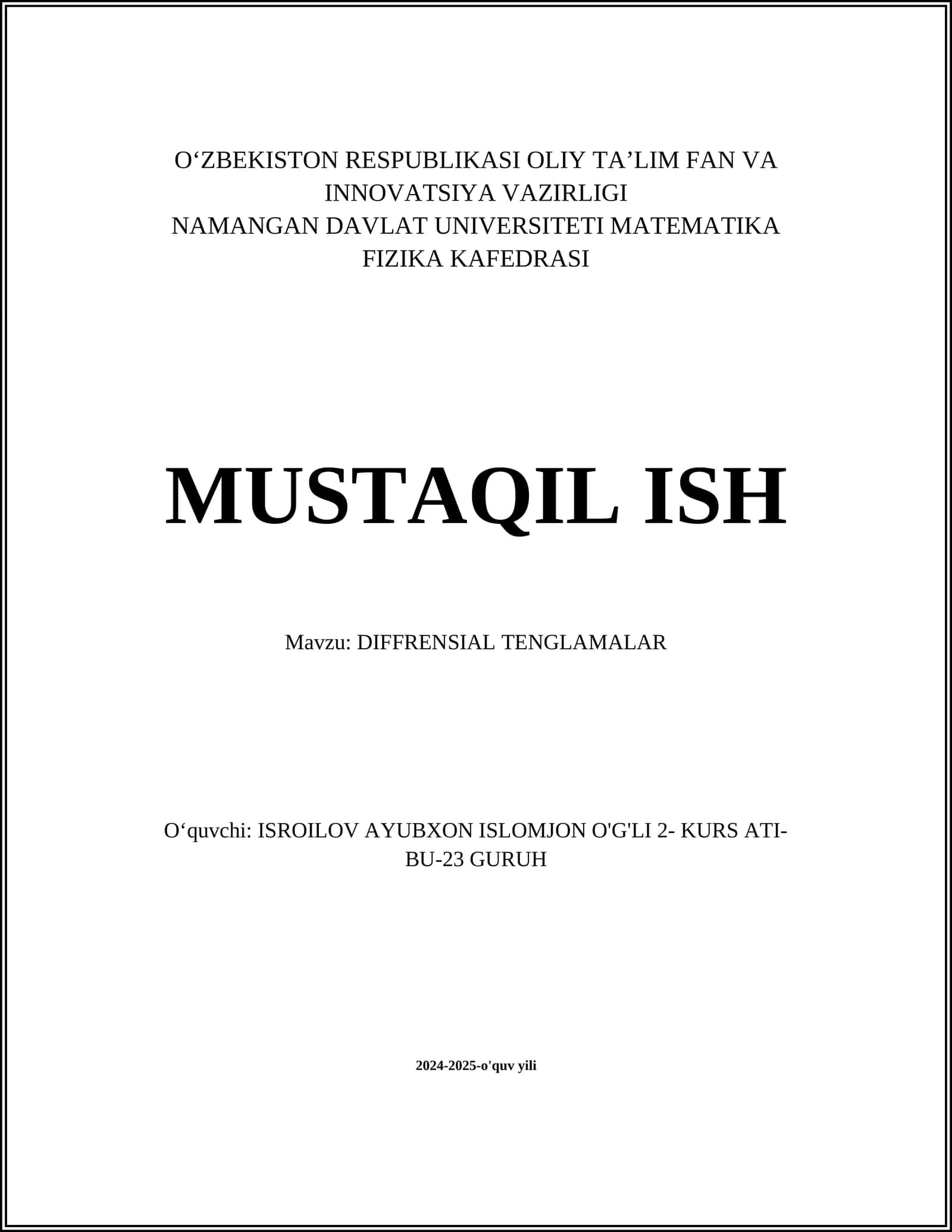 DIFFRENSIAL TENGLAMALAR 1