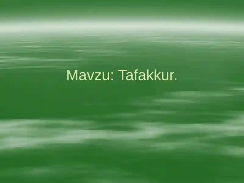 Tafakkur. 1