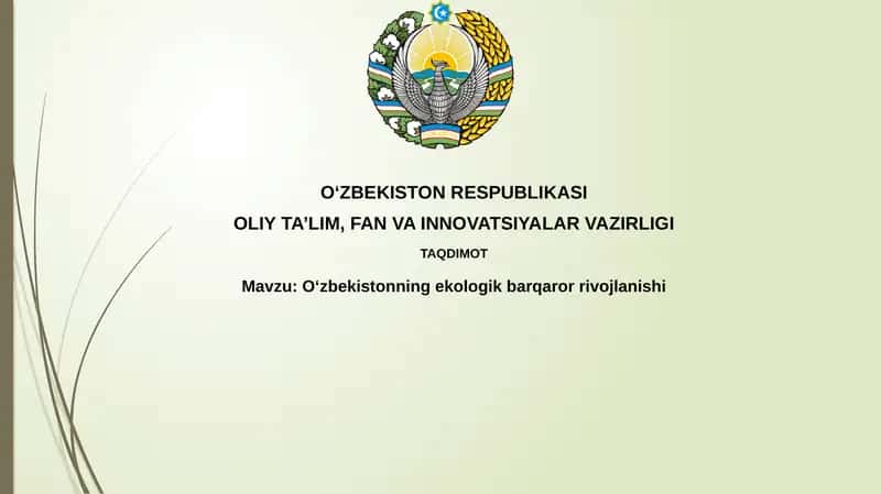 Oʻzbekistonning ekologik barqaror rivojlanishi 1