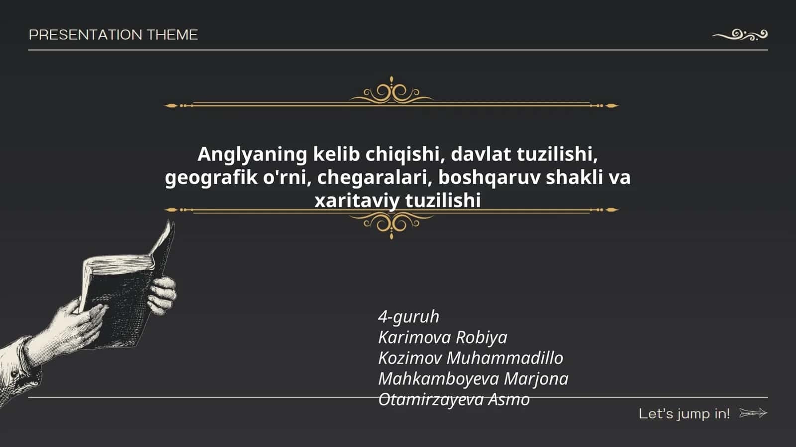 Anglyaning kelib chiqishi, davlat tuzilishi, geografik o'rni, chegaralari, boshqaruv shakli va xaritaviy tuzilishi 1