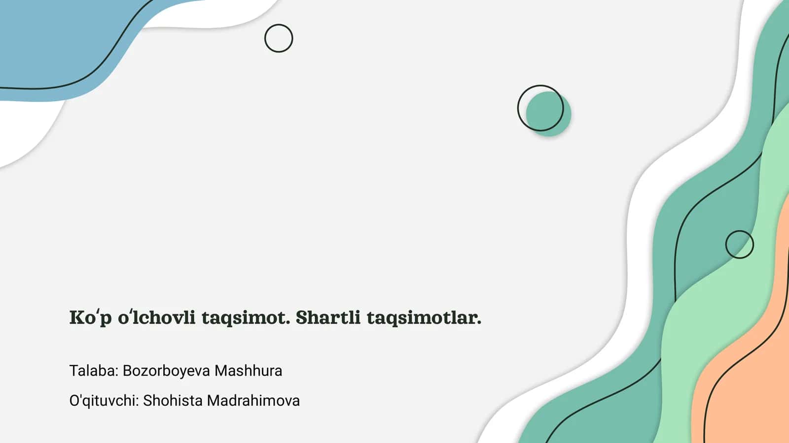 Ko‘p o‘lchovli taqsimotlar 1