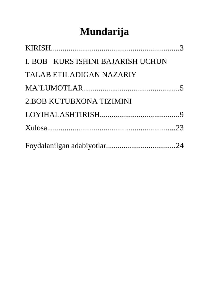 Kutubxona tizimini loyihalash 1