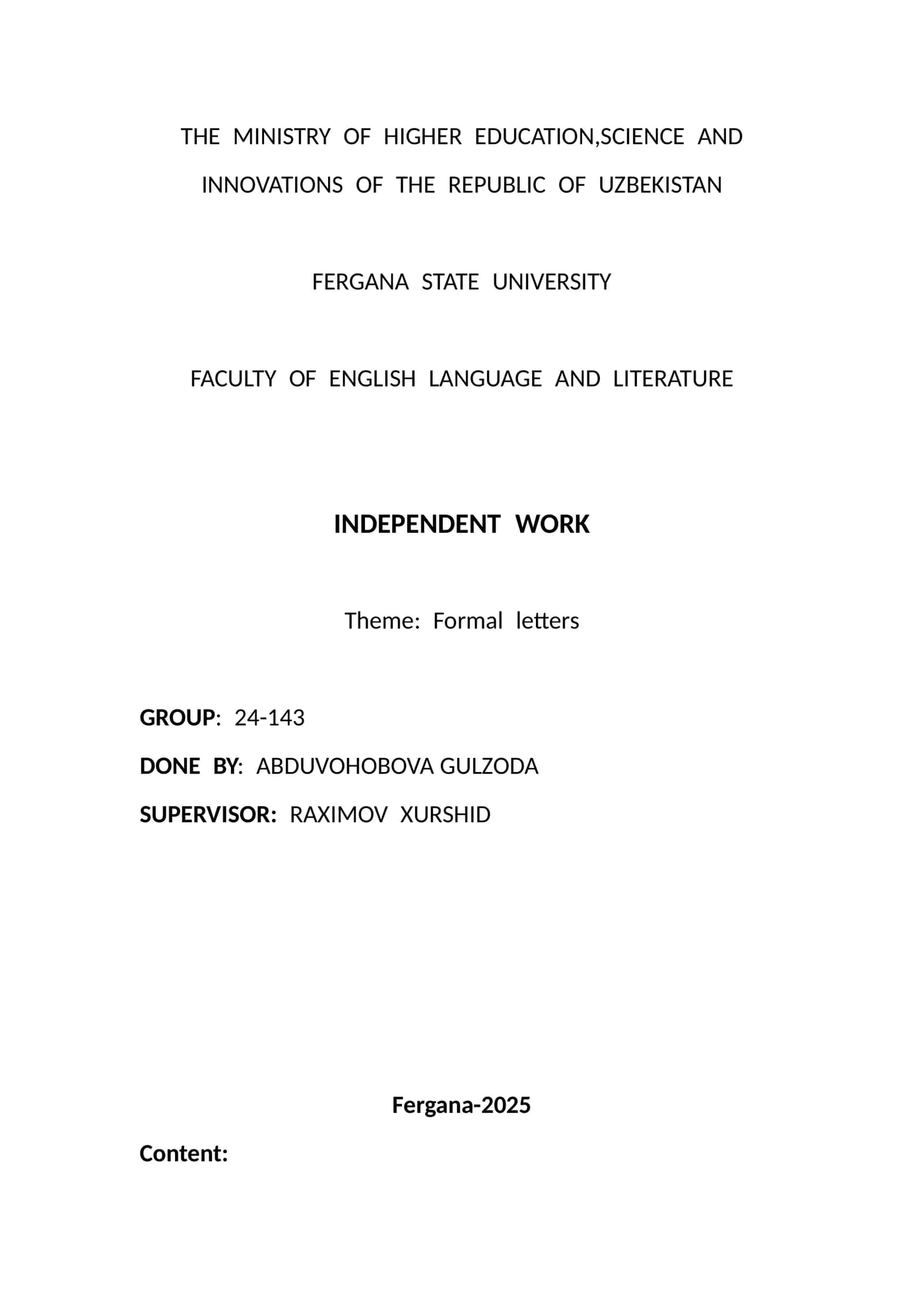 Formal Letters 1