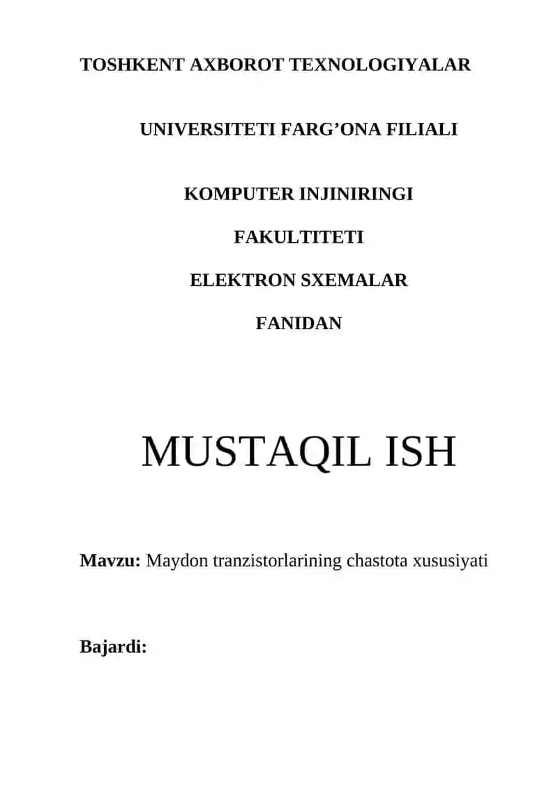 Maydon tranzistorlarining chastota xususiyati 1