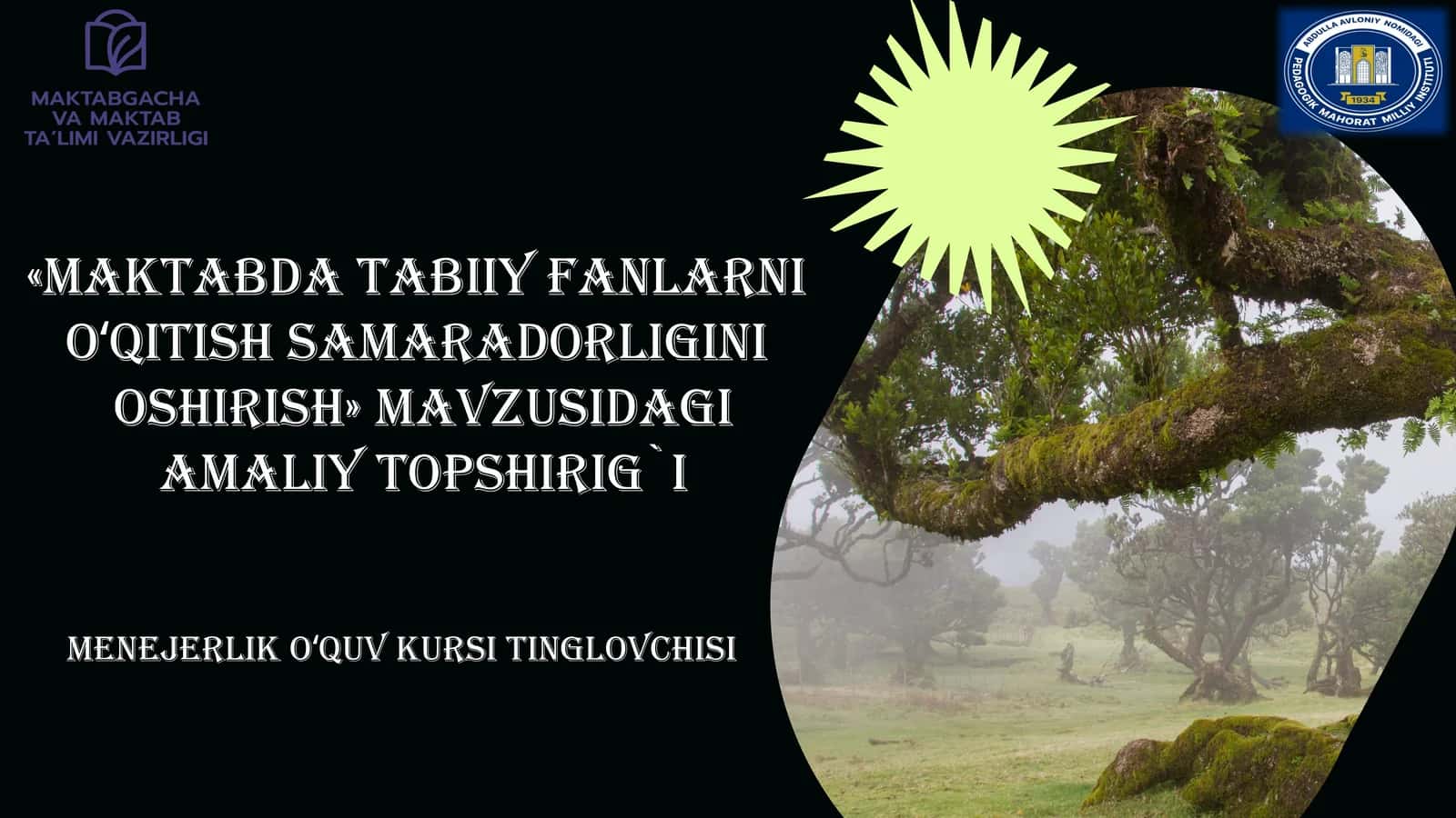 Maktabda tabiiy fanlarni  oʻqitish samaradorligini  oshirish 1