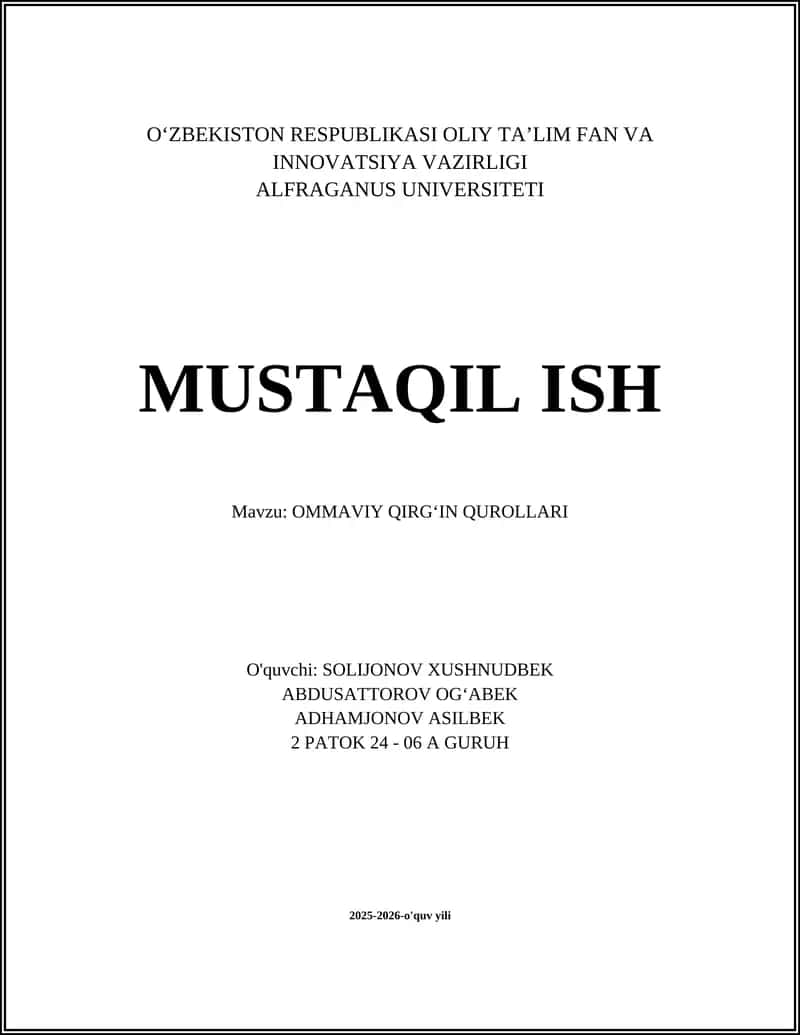 Ommaviy Qirgʻin Qurollari 1