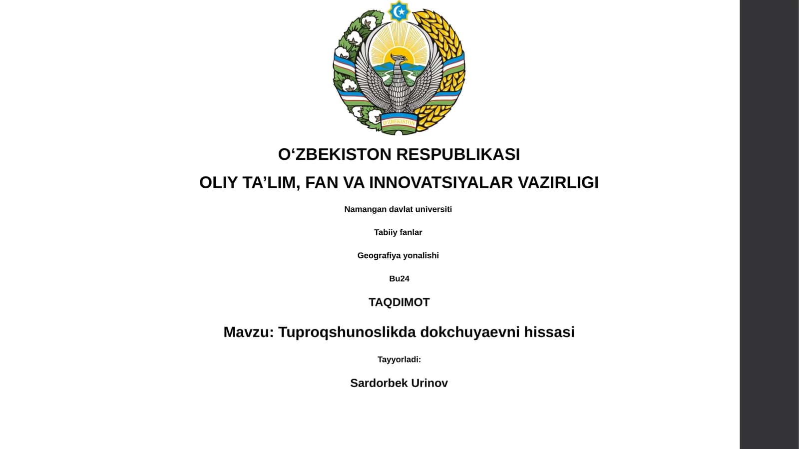 Tuproqshunoslikda dokchuyaevni hissasi 1