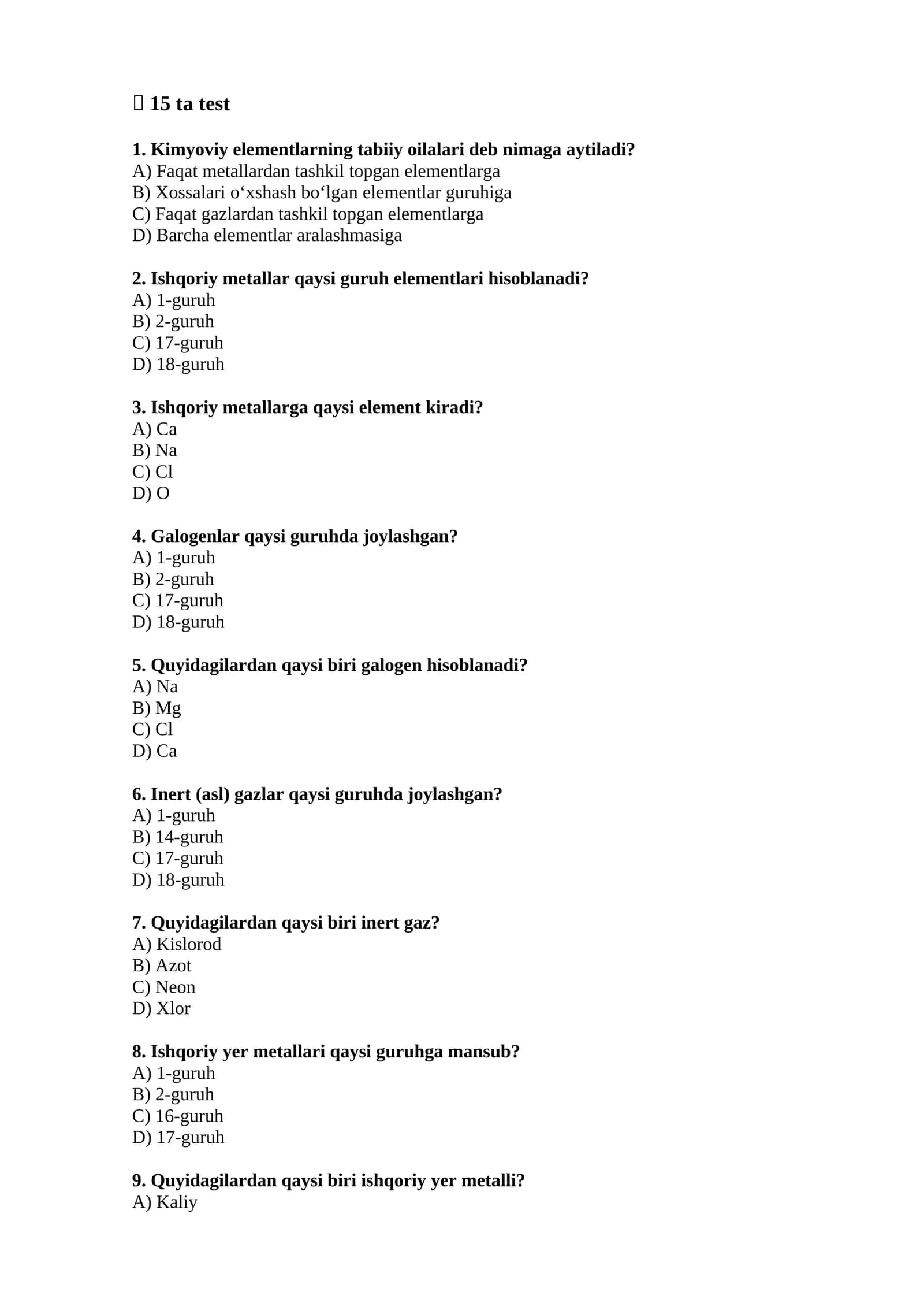 Kimyoviy elementlarning tabiiy oilalari 1