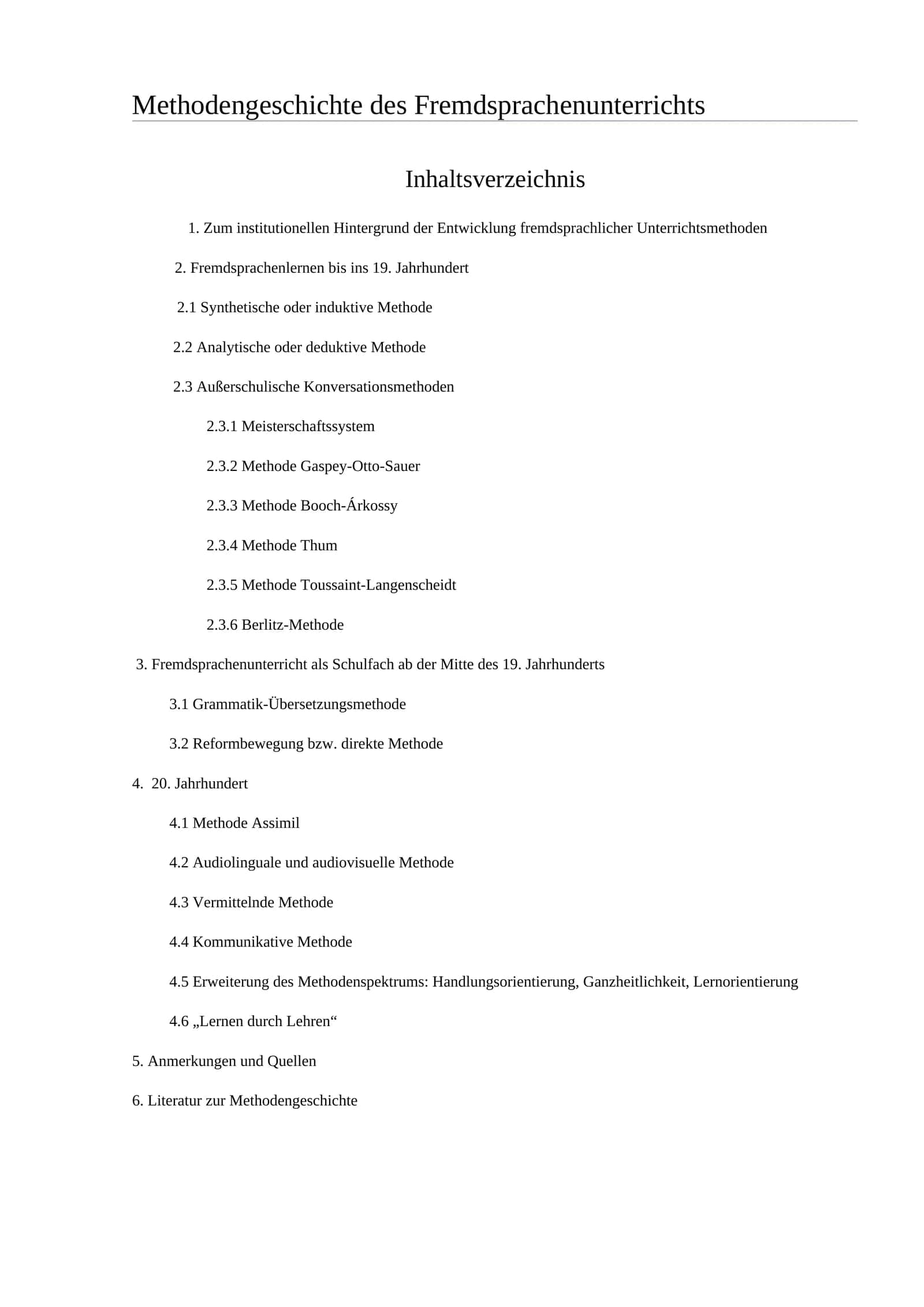 Methodengeschichte des Fremdsprachenunterrichts 1