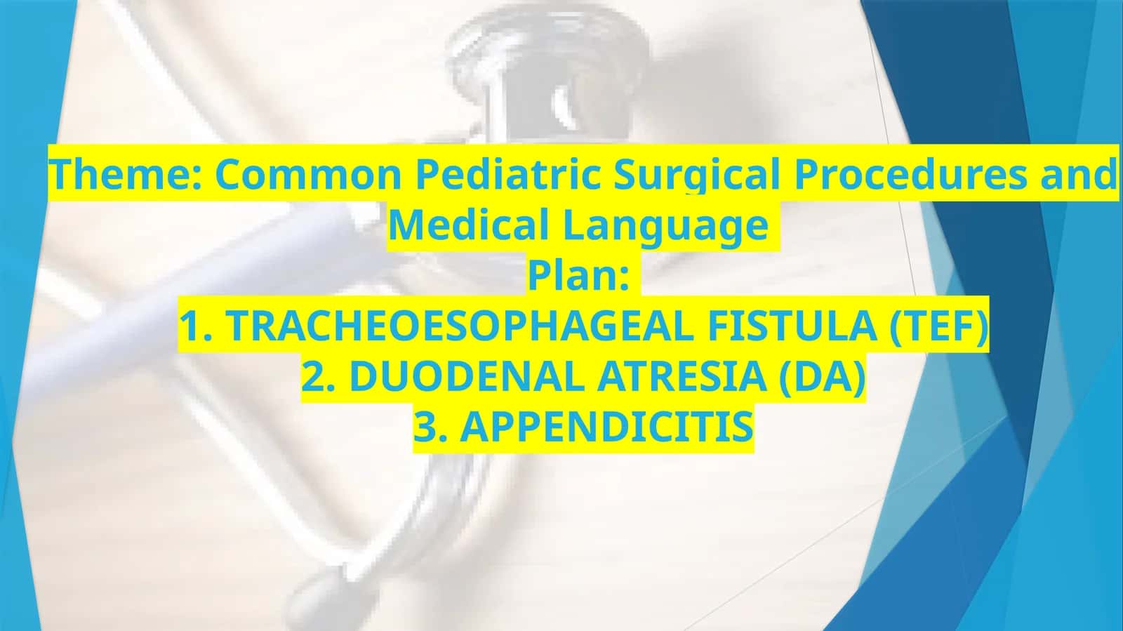 Common Pediatric Surgical Procedures and Medical Language 1