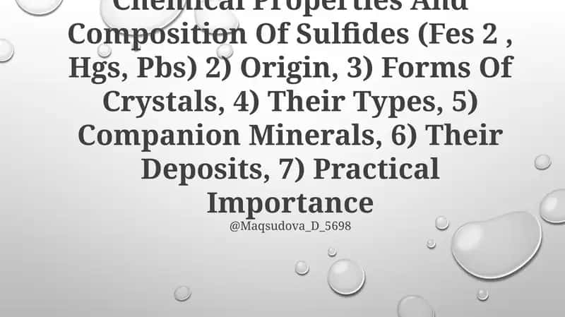 A Class Of Sulfides 1