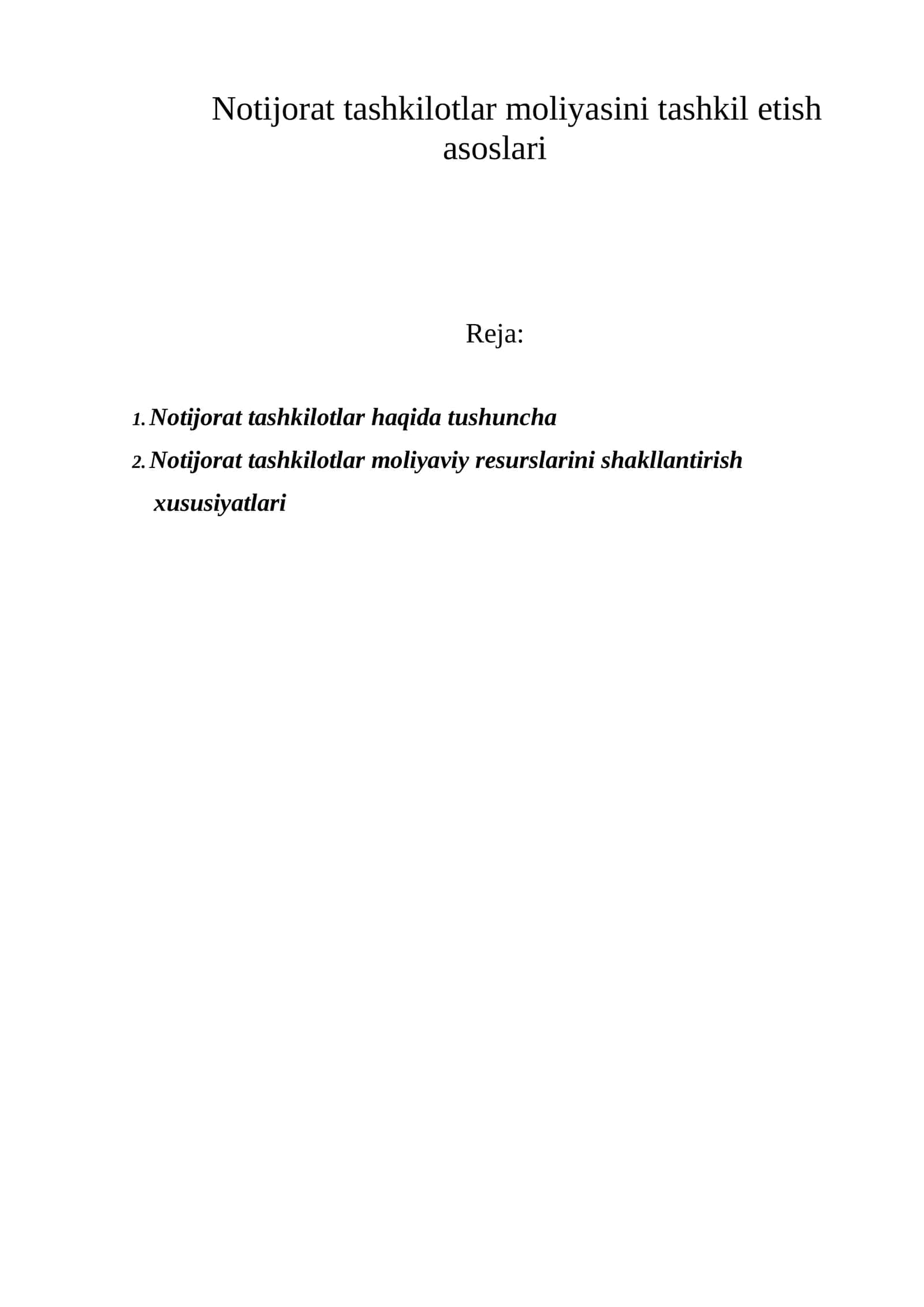 Notijorat tashkilotlar moliyasini tashkil etish asoslari 1