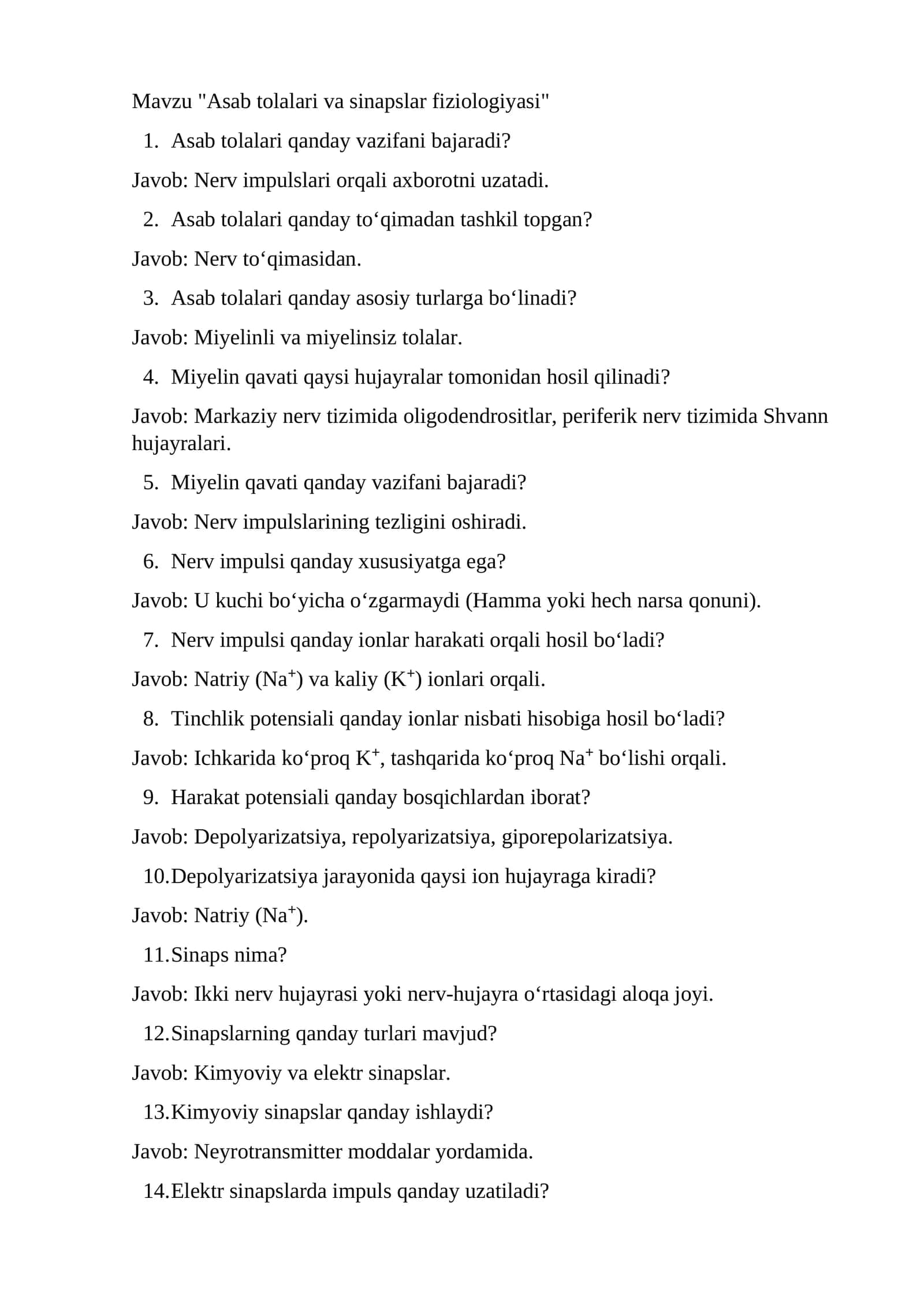 Asab tolalari va sinapslar fiziologiyasi 1